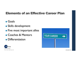 Elements of an Effective Career Plan 
Goals 
Skills development 
Five most important allies 
Coaches & Mentors 
Differenti...