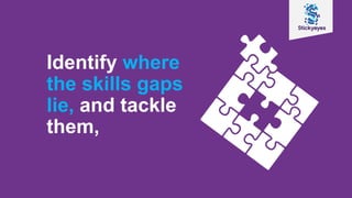 Identify where
the skills gaps
lie, and tackle
them,
 
