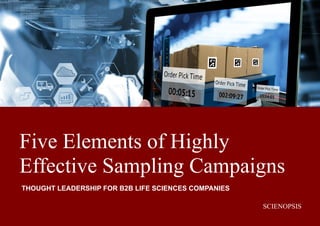 Five Elements of Highly
Effective Sampling Campaigns
THOUGHT LEADERSHIP FOR B2B LIFE SCIENCES COMPANIES
SCIENOPSIS
 