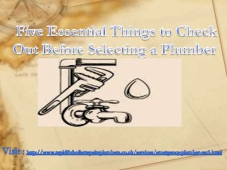 Five essential things to check out before selecting a plumber