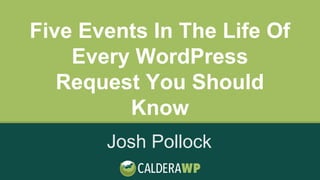 Five Events In The Life Of
Every WordPress
Request You Should
Know
Josh Pollock
 
