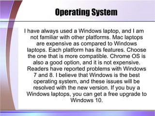 Five features of a good laptop PPT