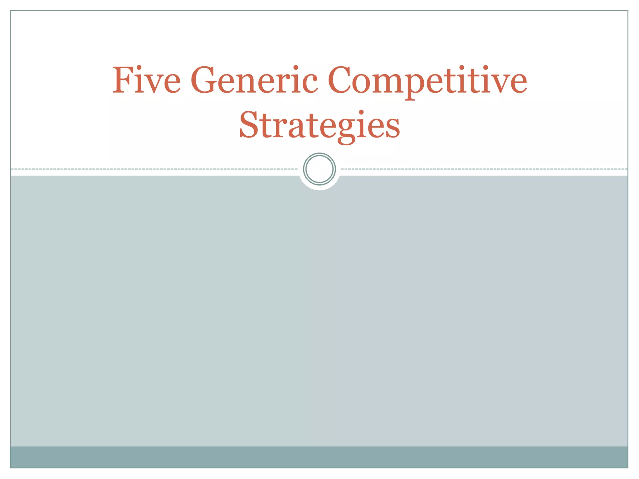 The Five Generic Competitive Strategies Include Five generic competitive strategies | PPT