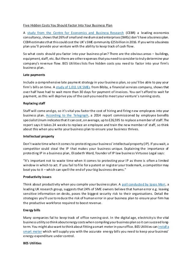 Five Hidden Costs For Your Business Plan - 