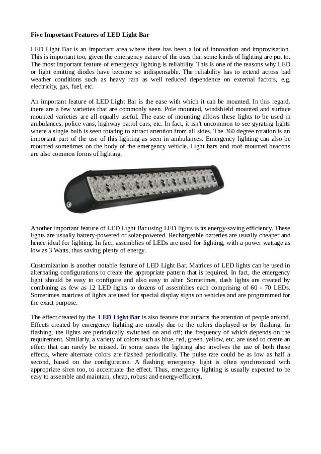Five Important Features of LED Light Bar