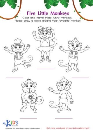 Five little monkeys coloring pages and lyrics