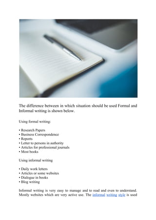 5 Main Differences Between Formal And Informal Writing | PDF