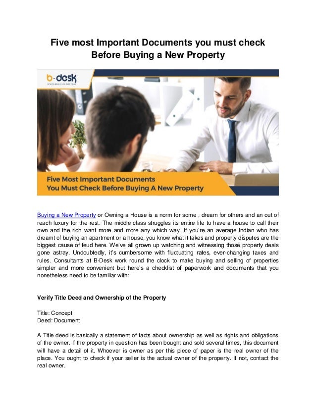 Five most important documents you must check before buying a new property