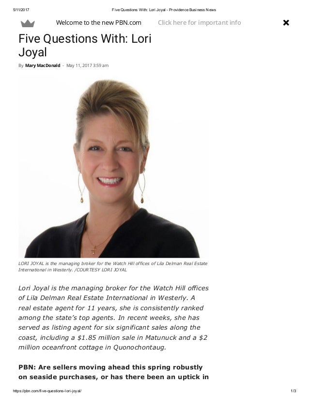 Five questions with Lori Joyal Providence Business News