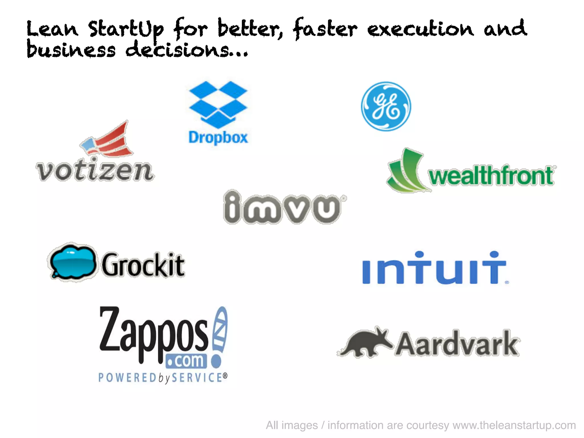 Lean StartUp for better, faster execution and
business decisions…
All images / information are courtesy www.theleanstartup.com"
 
