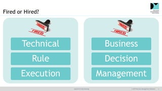 @jamet123 #decisionmgt © 2019 Decision Management Solutions 4
Fired or Hired?
Technical
Rule
Execution
Business
Decision
M...