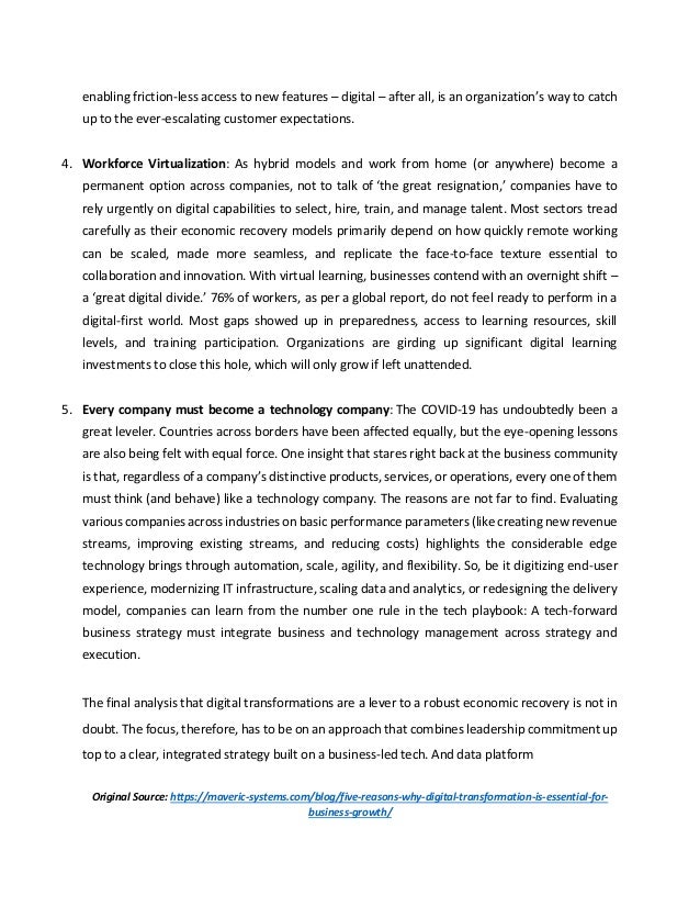 Five Reasons why Digital Transformation is Essential for Business ...
