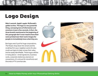 8 | How to Make Money with Your Photoshop Editing Skills
Nike’s swoosh. Apple’s apple. McDonald’s
golden arches. The logo ...