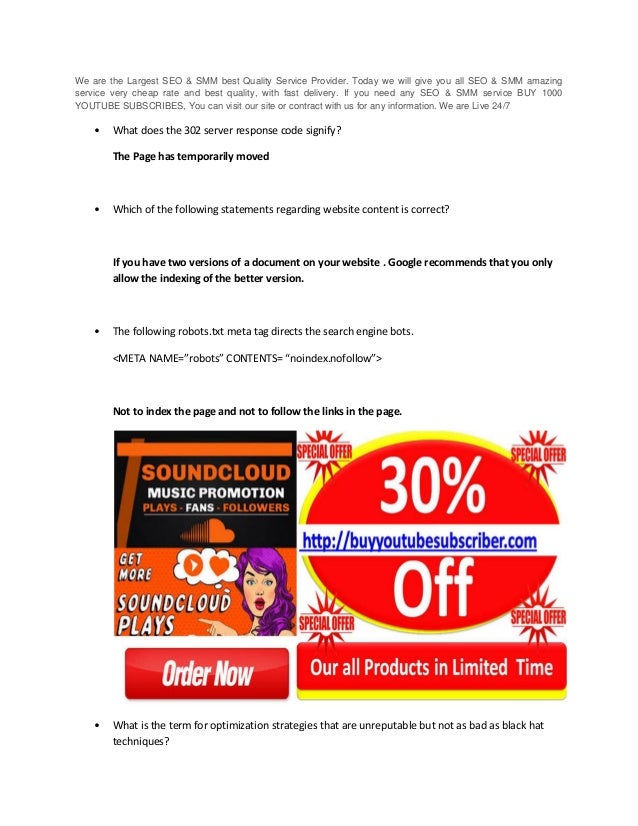 We are the Largest SEO & SMM best Quality Service Provider. Today we will give you all SEO & SMM amazing
service very chea...