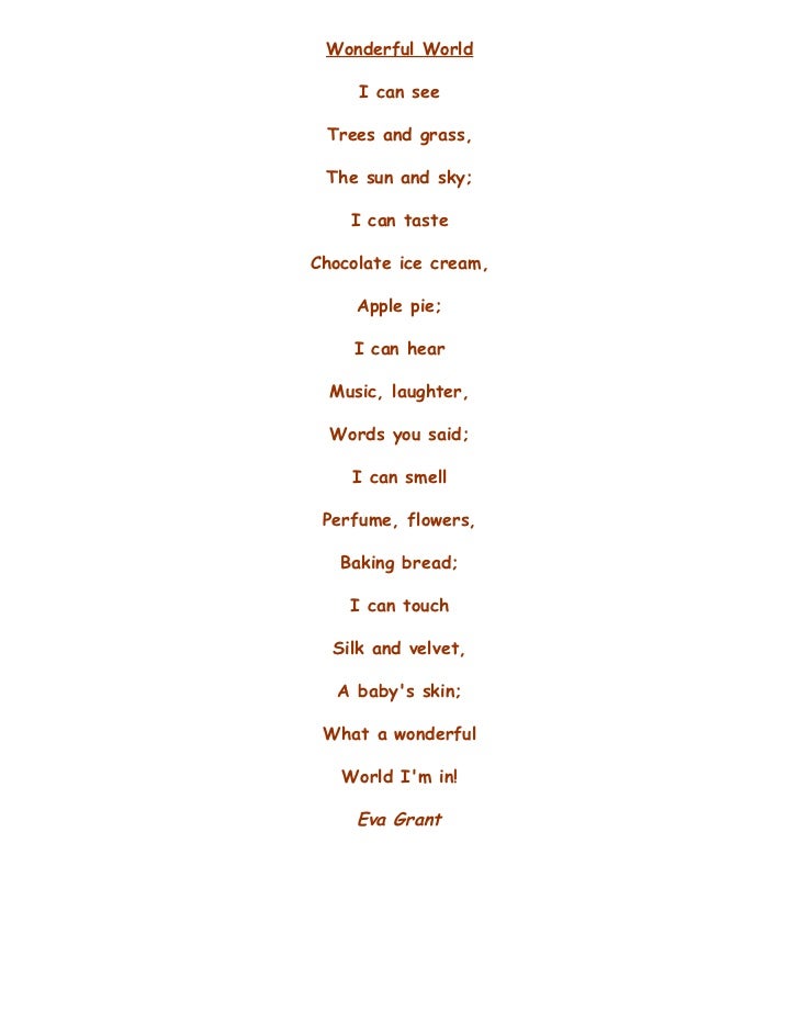 Five Senses Poetry Eg Five Senses Poetry Eg