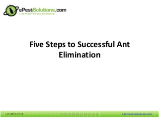 Call 1-888-523-7378Call 1-888-523-7378
Five Steps to Successful Ant
Elimination
http://www.epestsolutions.com/© 2012 ePestSolutions. All rights reserved.
 