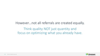 However…not all referrals are created equally.
Think quality NOT just quantity and
focus on optimizing what you already have.
©2019 All Rights Reserved19
 