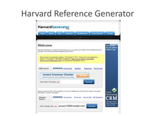 Harvard Reference Generator
 
