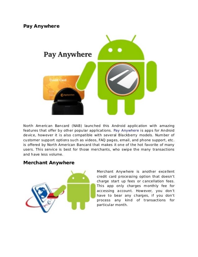 Five top most helpful android credit card processing apps