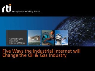 Your systems. Working as one. 
Five Ways the Industrial Internet will 
Change the Oil & Gas Industry 
 