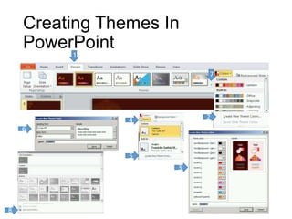 Creating Themes In
PowerPoint
1
2
3
4
6
7
8
5
 