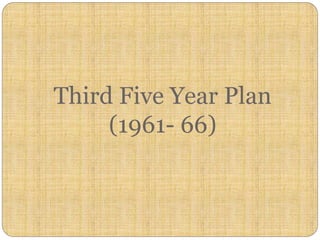Third Five Year Plan
(1961- 66)
 