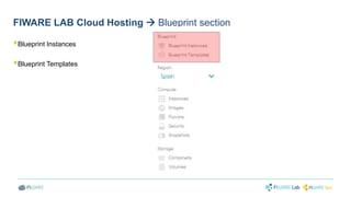 FIWARE LAB Cloud Hosting  Blueprint section 
 
Blueprint Instances 
 
Blueprint Templates 
 