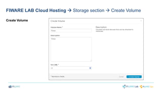 FIWARE LAB Cloud Hosting  Storage section  Create Volume 
Create Volume 
 