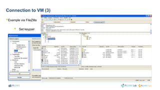 Connection to VM (3) 
 
Example via FileZilla 
 
Set keypair 
 