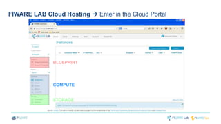 FIWARE LAB Cloud Hosting  Enter in the Cloud Portal 
BLUEPRINT 
COMPUTE 
STORAGE 
 