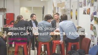 Selected FIWARE projects
Open Call 1: CreatiFI - FI-C3 - FABulous
Ingrid Willems
Lies Boghaert
 