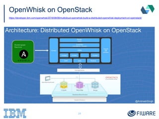 OpenWhisk on OpenStack
https://developer.ibm.com/openwhisk/2016/08/08/multicloud-openwhisk-build-a-distributed-openwhisk-deployment-on-openstack/
19
 