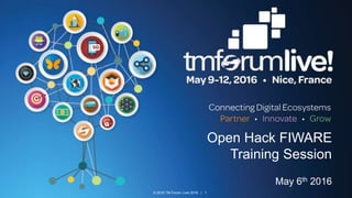 © 2016 TM Forum Live! 2016 | 1
Open Hack FIWARE
Training Session
May 6th 2016
 