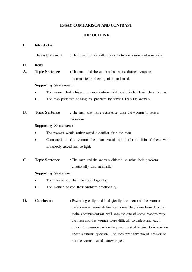 comparison contrast essay outline