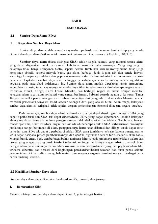 Sumber Daya Alam Dan Lingkungan