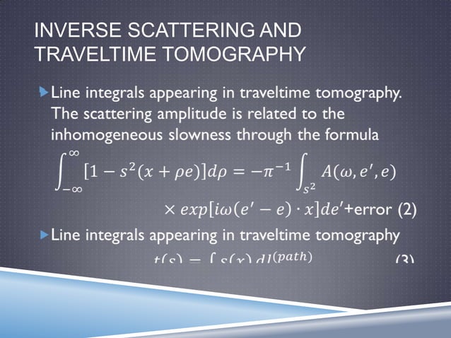 Inverse scattering, seismic traveltime tomography, and neural networks ...