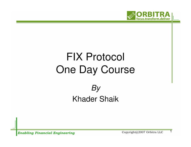 FIX Protocol Overview. | PPT