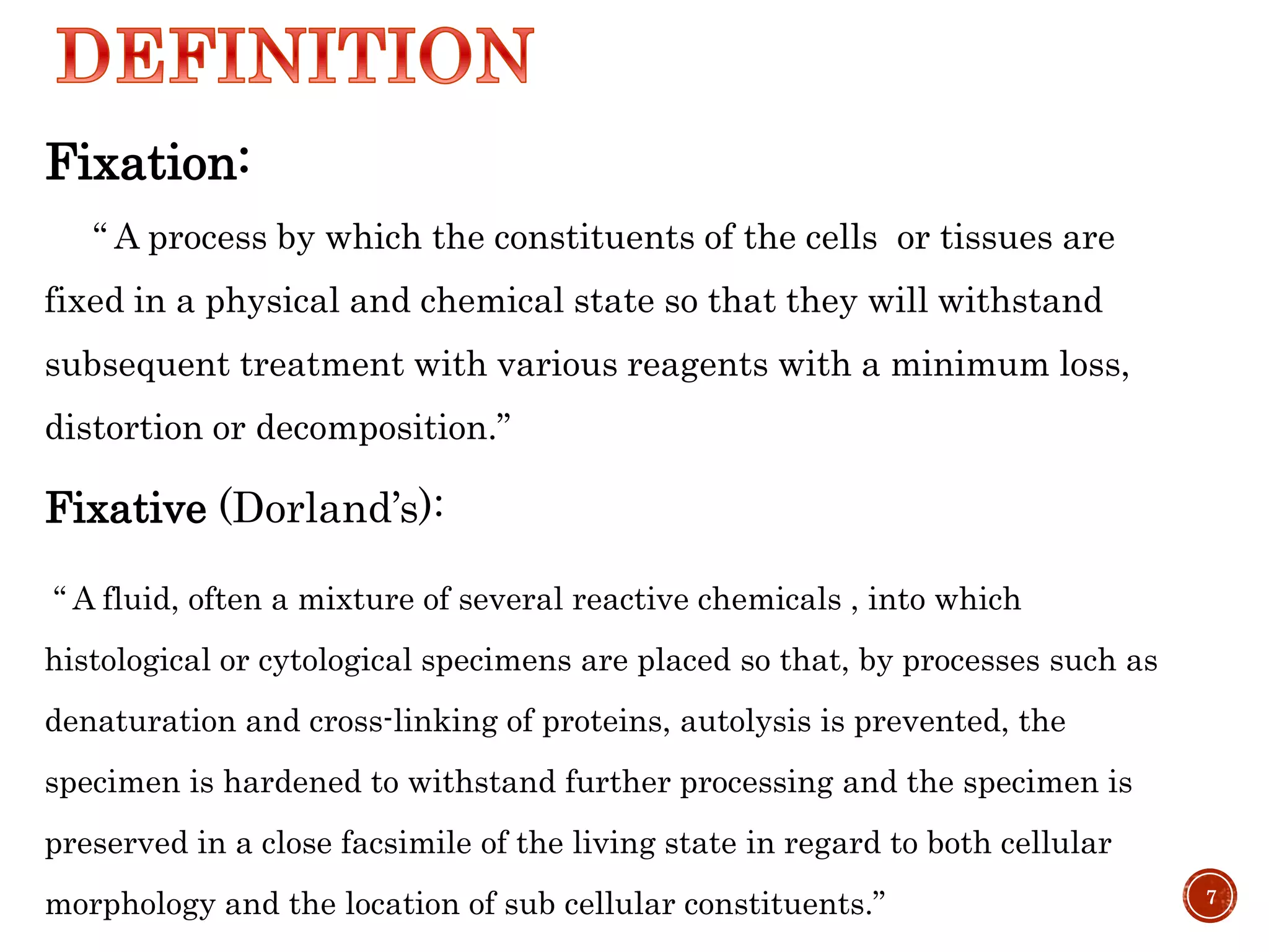 Fixation & fixatives in histopathology, dr naveen reddy PPT