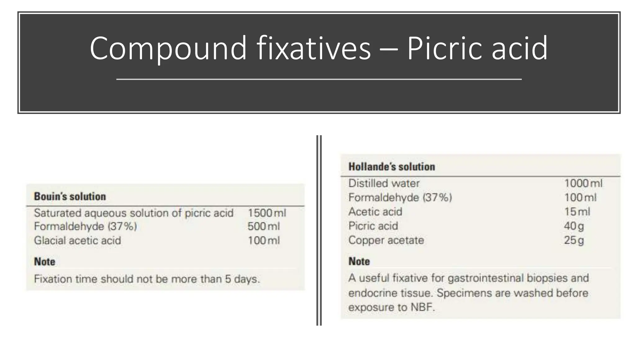 Compound fixatives – Picric acid
 