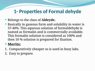 Formaldehyde Dg Class Define Fixative types and classification | PPTX
