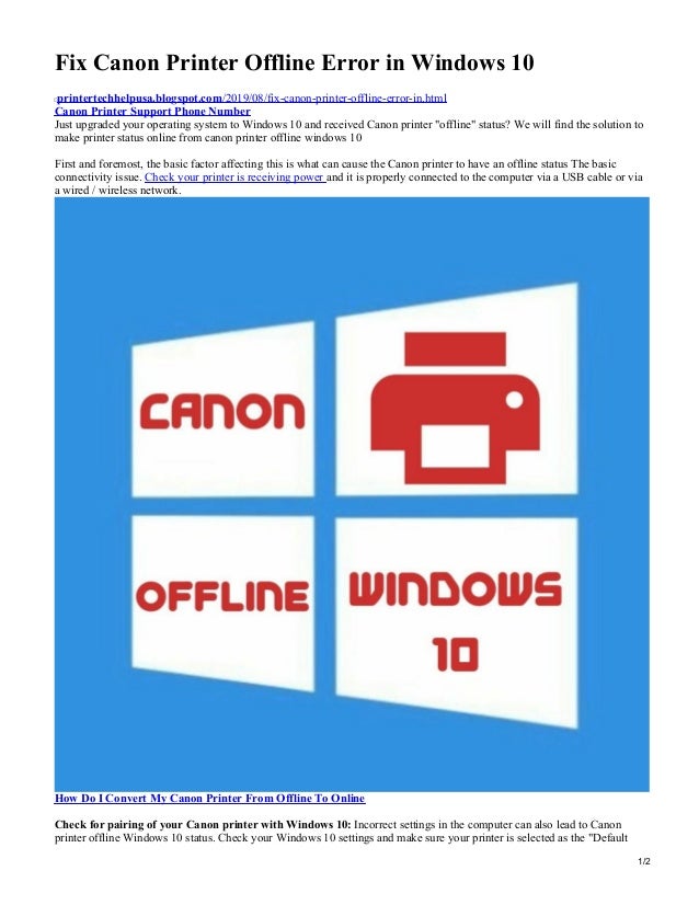 Fix canon printer offline error in windows 10