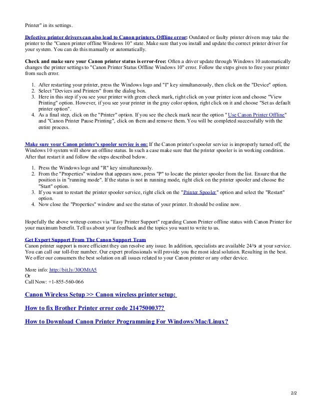 Fix canon printer offline error in windows 10