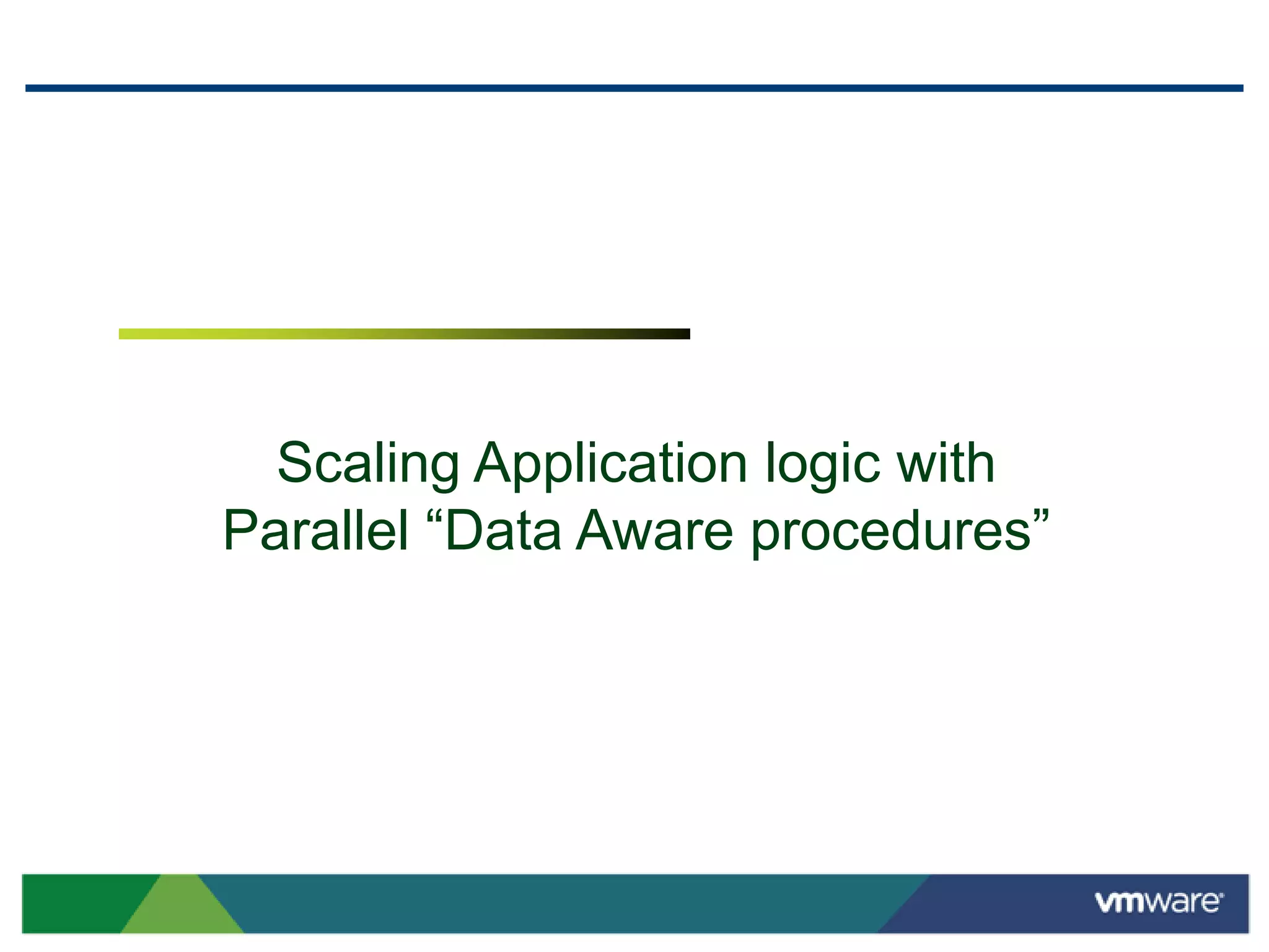 Scaling Application logic with
Parallel “Data Aware procedures”
 