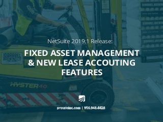 NetSuite 2019.1 Release:
proteloinc.com | 916.943.4428
Fixed Asset Management
& New Lease Accouting
Features
 