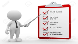 MOATH BASHEER
FATMEH AL
BASHITI
AL ANOUD
KHRISAT
MAJD KAHLOUT
ORGANIZED BY:
DT.SARAH OMARI
 