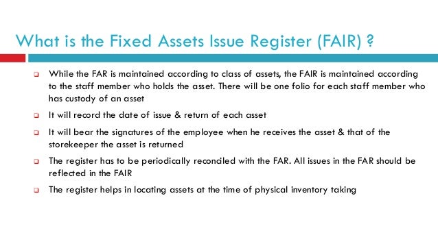 fixed asset register