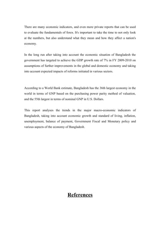 Trends in the main macroeconomics indicators of Bangladesh | DOC