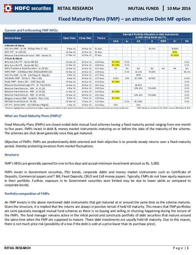 Fixed Maturity Plans (FMP) an attractive Debt Mutual fund Option