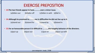 Comprehensive Guide to Fixed Prepositions and Usage Exercises | PDF