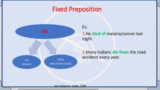 Comprehensive Guide to Fixed Prepositions and Usage Exercises | PDF